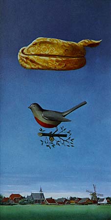 Schipluiden met vogeltje, 1977, olieverf op paneel, 60x31 cm